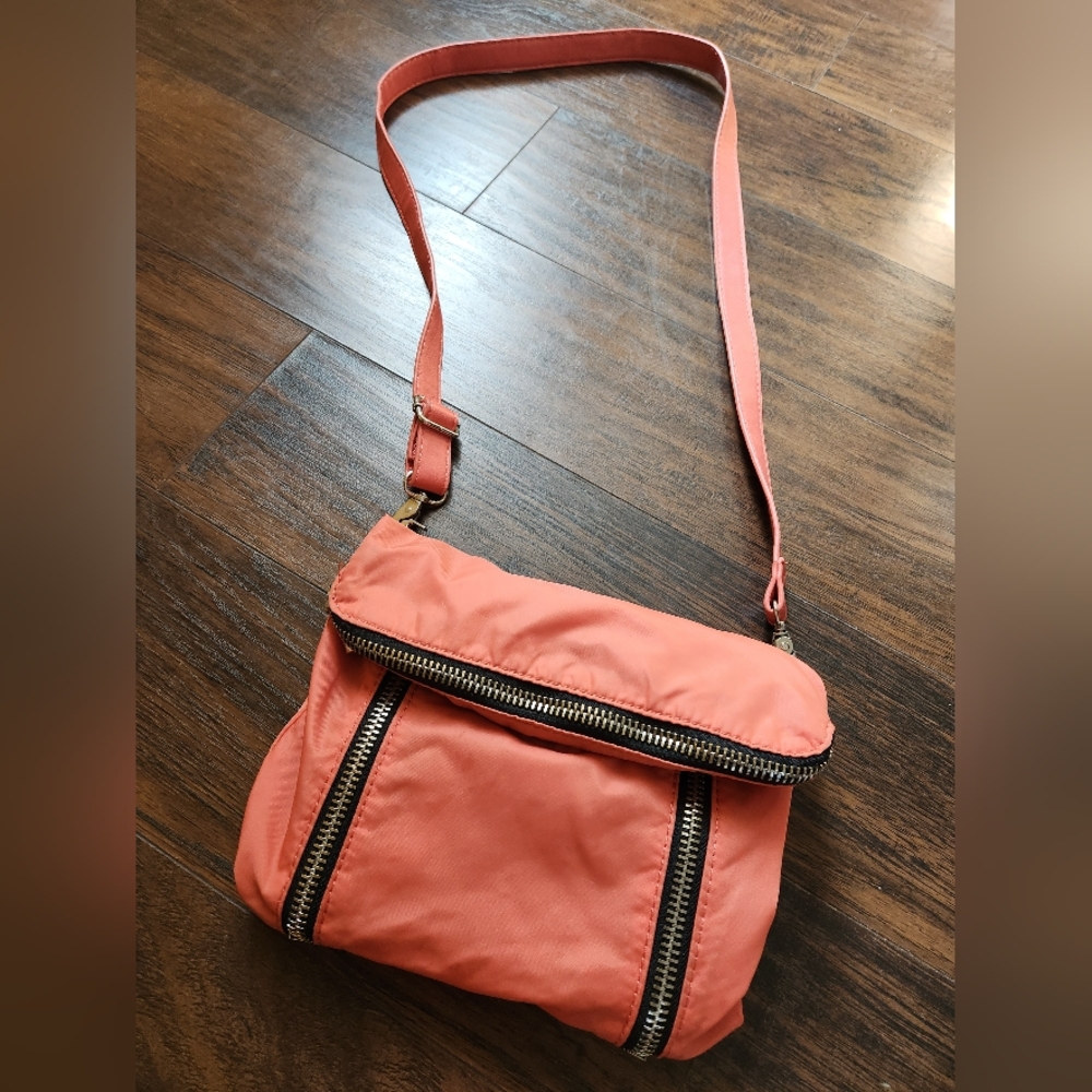 Co-Lab Christopher Kon Orange Crossbody Bag Zip Close Multi-Pockets Nylon